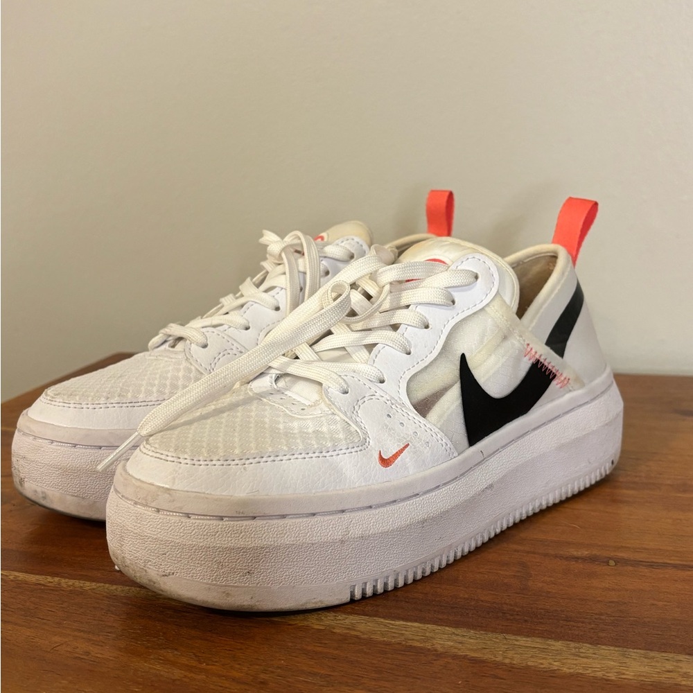 Nike White and Black Sneakers with Coral Accents